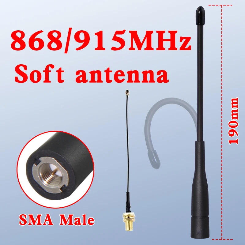 Antena suave LORA módulo inalámbrico UVA para transmisión de datos de imágenes 868MHz 902-928MHz 915MHz antenas SMA macho meshtástico Nb-io