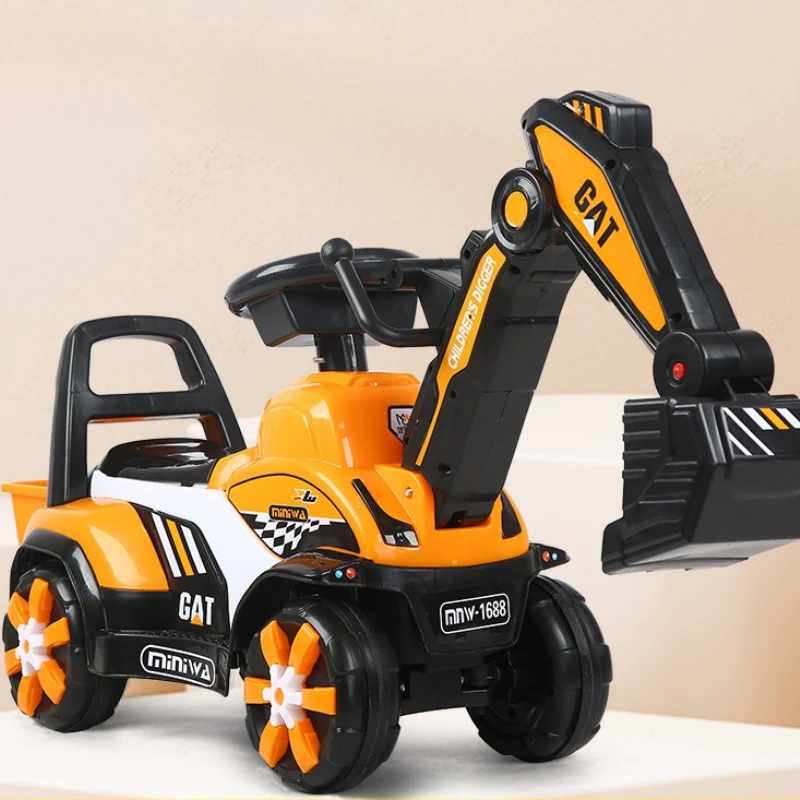 ‌ Veículo de passeio de escavadeira de brinquedo elétrica ‌ , Escavadeira de construção com luzes LED, brinquedo de engenharia para meninos de 2 a 5 anos, presente de aprendizagem STEM