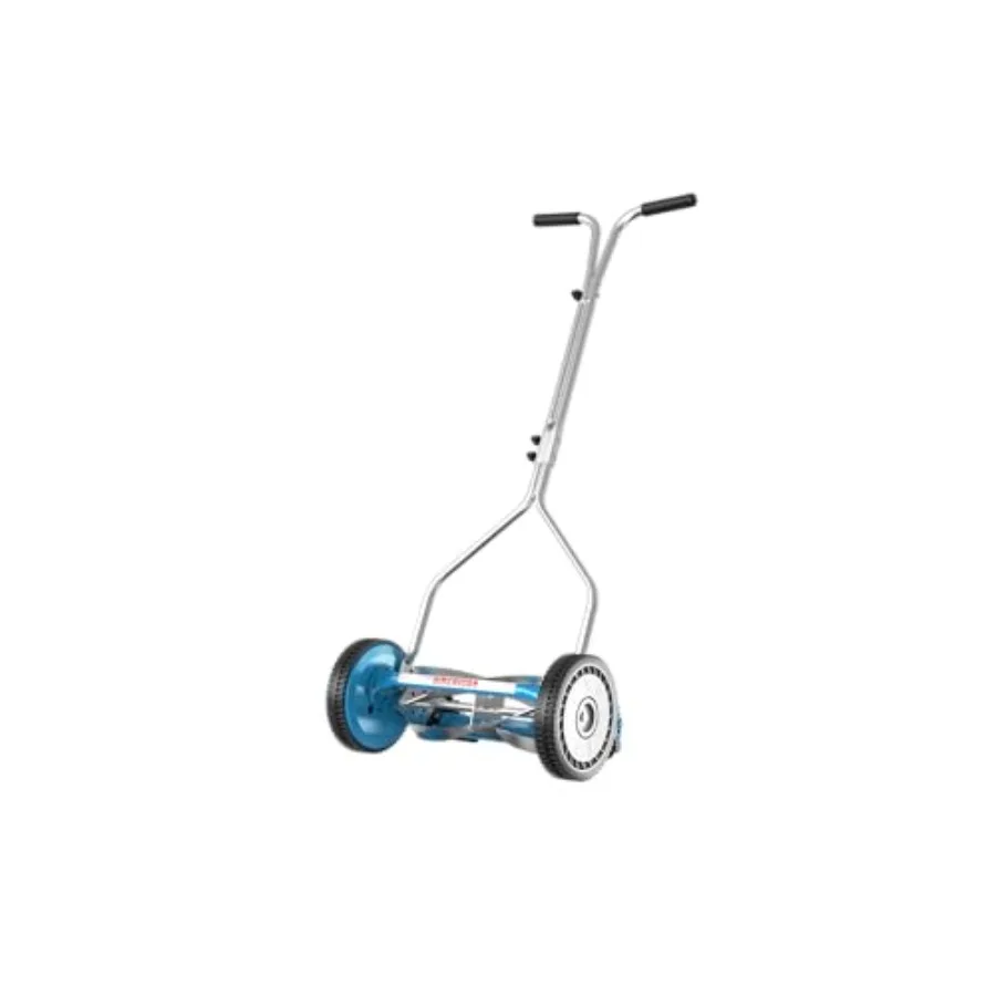 

14-дюймовая ручная газонокосилка с 4 лезвиями для стрижки травы, нержавеющая сталь, серебристое покрытие, экологичная, ручное управление