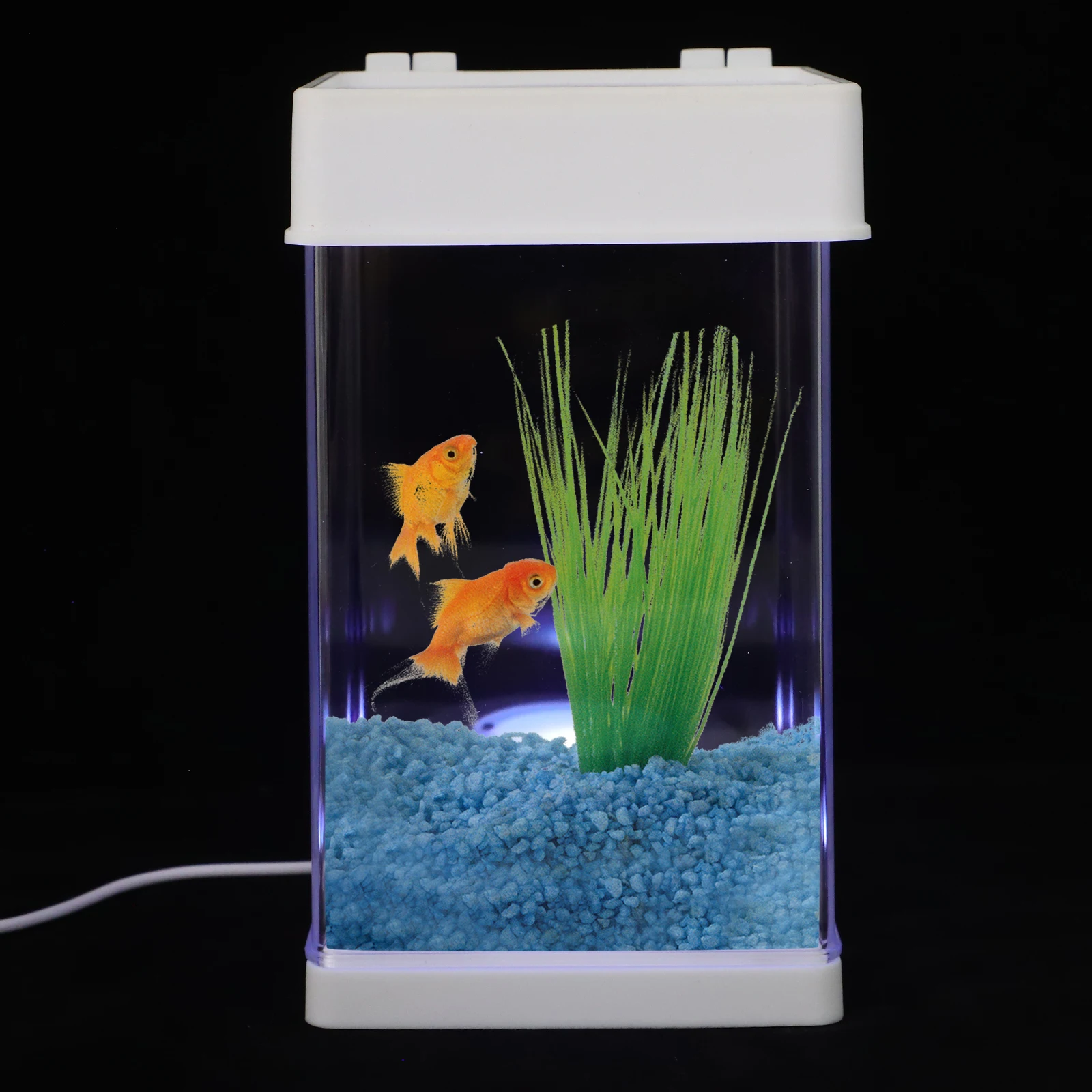 

Plastic Fish With Light Clear Goldfish Bowl Lightweight Portable Small Aquarium For Home Decor Desktop Use Household Fish