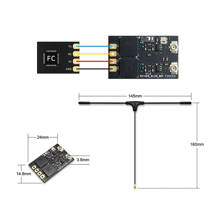 ABNM ELRS 915/868Mhz RX ダイバーシティ受信機 25-200Hz 50Mw FPV フリースタイル長距離ドローン DIY パーツ