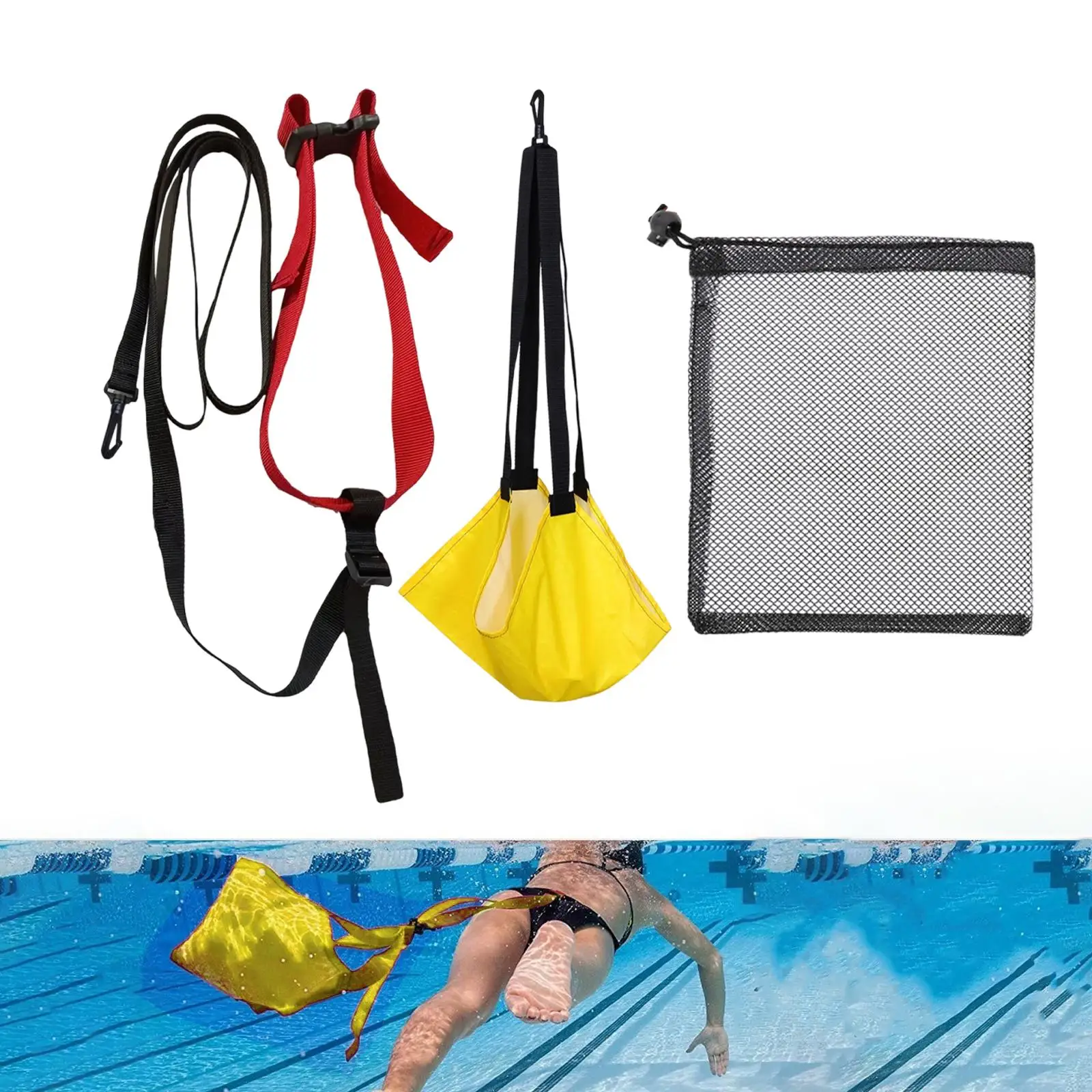 Swimming Resistance Training Set Swim Parachute Adjustable Strength Training Supplies Swim Trainer Bands for Outdoor Athletes