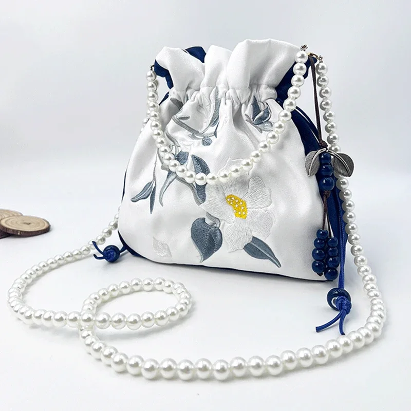 Borsa a tracolla in stile cinese con ricamo di perle Borsa antica Borsa a tracolla femminile Hanfu Borsa in stile cinese Borsa per cellulare