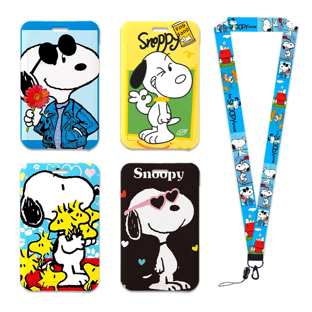 Snoopy Cute Cartoon Plastic Card Bus Holders Keychain Xmas Work Card Bus Access Student Card Holder PVC Keychains for Sale