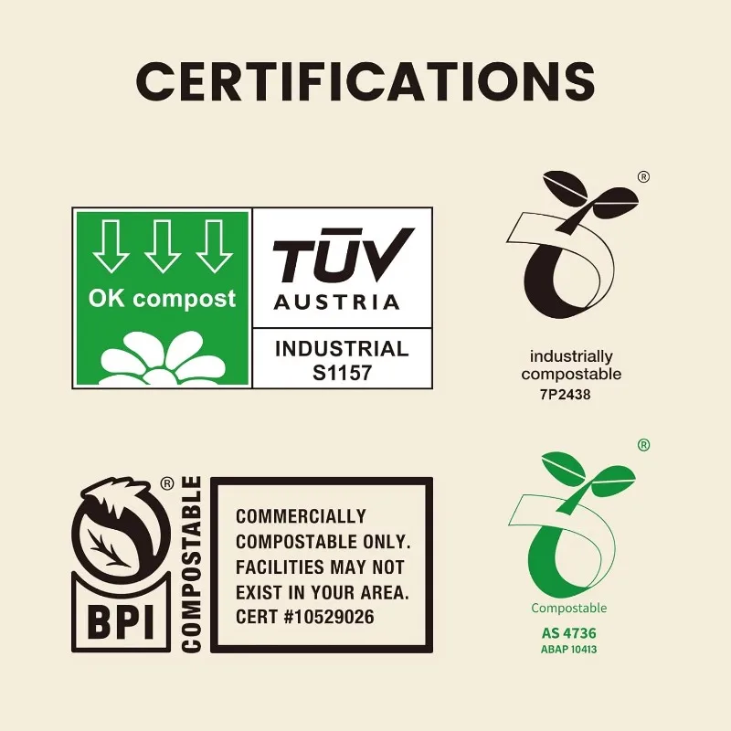 Компостируемые мешки для дворовых отходов на 33 галлона, мешки для газонов и листьев, 40 шт., ASTM D6400, BPI и OK Compost INDUSTRIAL