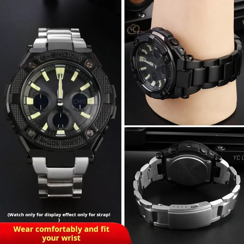 High quality metal Stainless steel watch chain strap For Casio GShock GST-B100 410 W100 S110 120 W300 210 GST-400G men Watchband