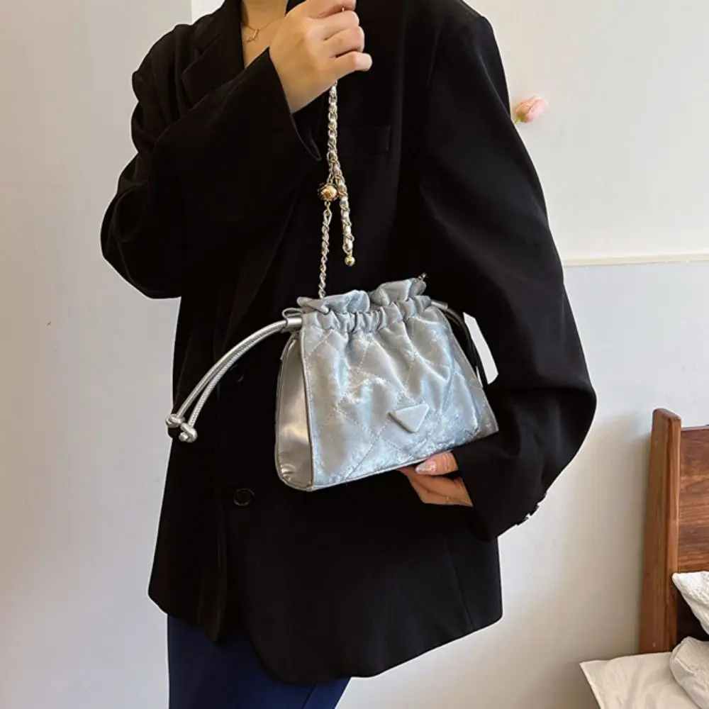 

Korean Style PU Drawstring Bucket Bag Solid Color PU Leather PU Crossbody Bag Tote Bag Adjustable Strap Shoulder Bag Outdoor