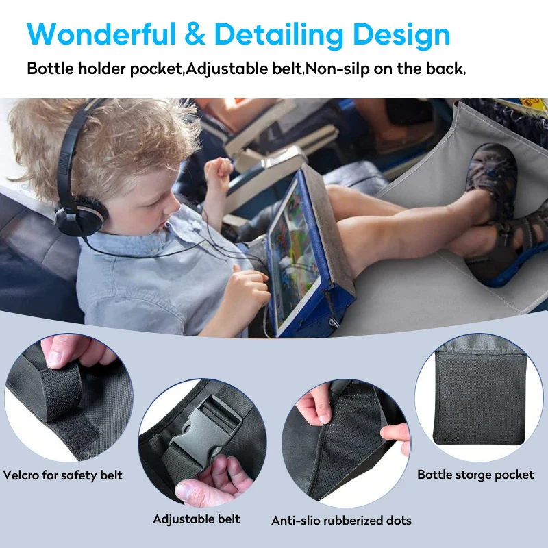 Kids Travel Airplane Bed Baby Pedals Bed Portable Travel Foot Rest Hammock Kids Bed Airplane Seat Extender Leg Rest For Kids