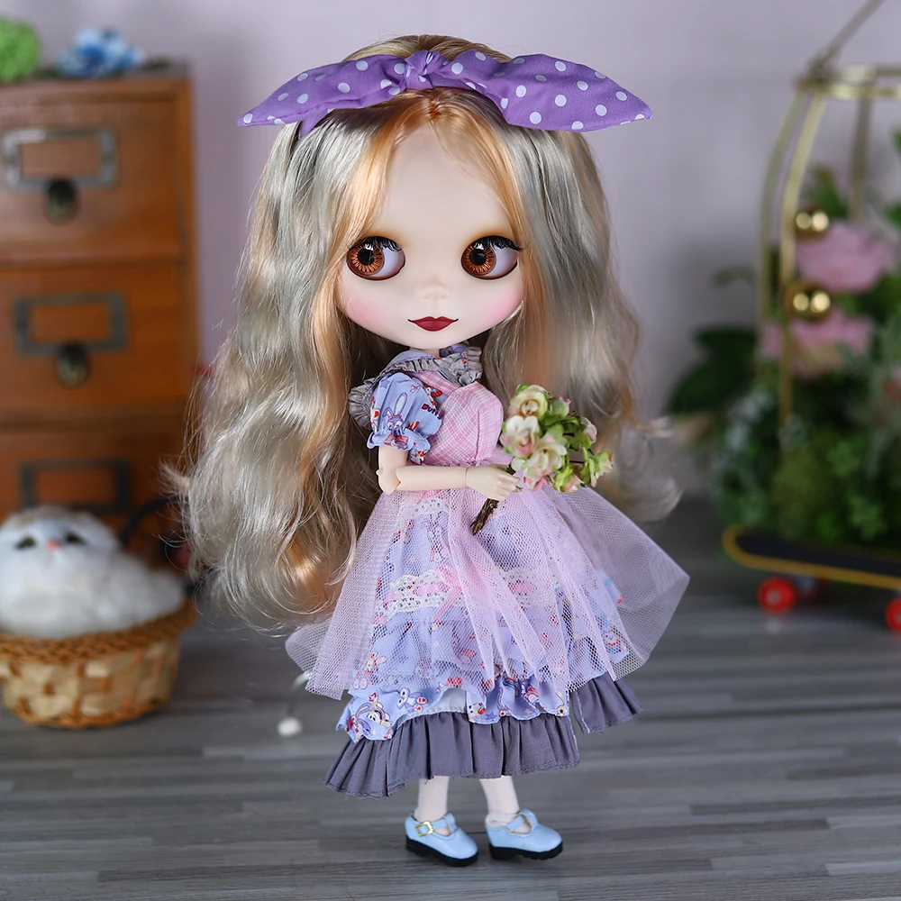 

ICY DBS Blyth doll 1/6 BJD Anime Doll Joint Body white skin matte face black eyelids including clothes shoes hands 30cm toys