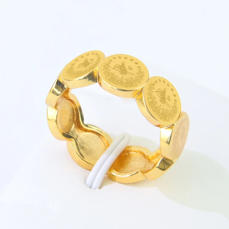 Türkische Goldmünzen Ring 21 Karat vergoldet Dubai Braut Hochzeit Paare Ringe Arabisch Islamische Frauen Ramadan Party Schmuck – Detail 29