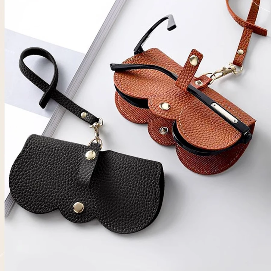 Embossed Glasses Cover Cute Hanging Pu Leather Sunglasses Reading Glasses Storage Bag Portable Travel Eyewear Holder