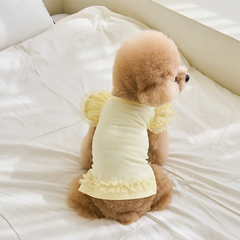 

Fashion Lace Pet Summer Vest Soft Flying Sleeve Cat Base Skirt Breathable Dog Clothes Kittens