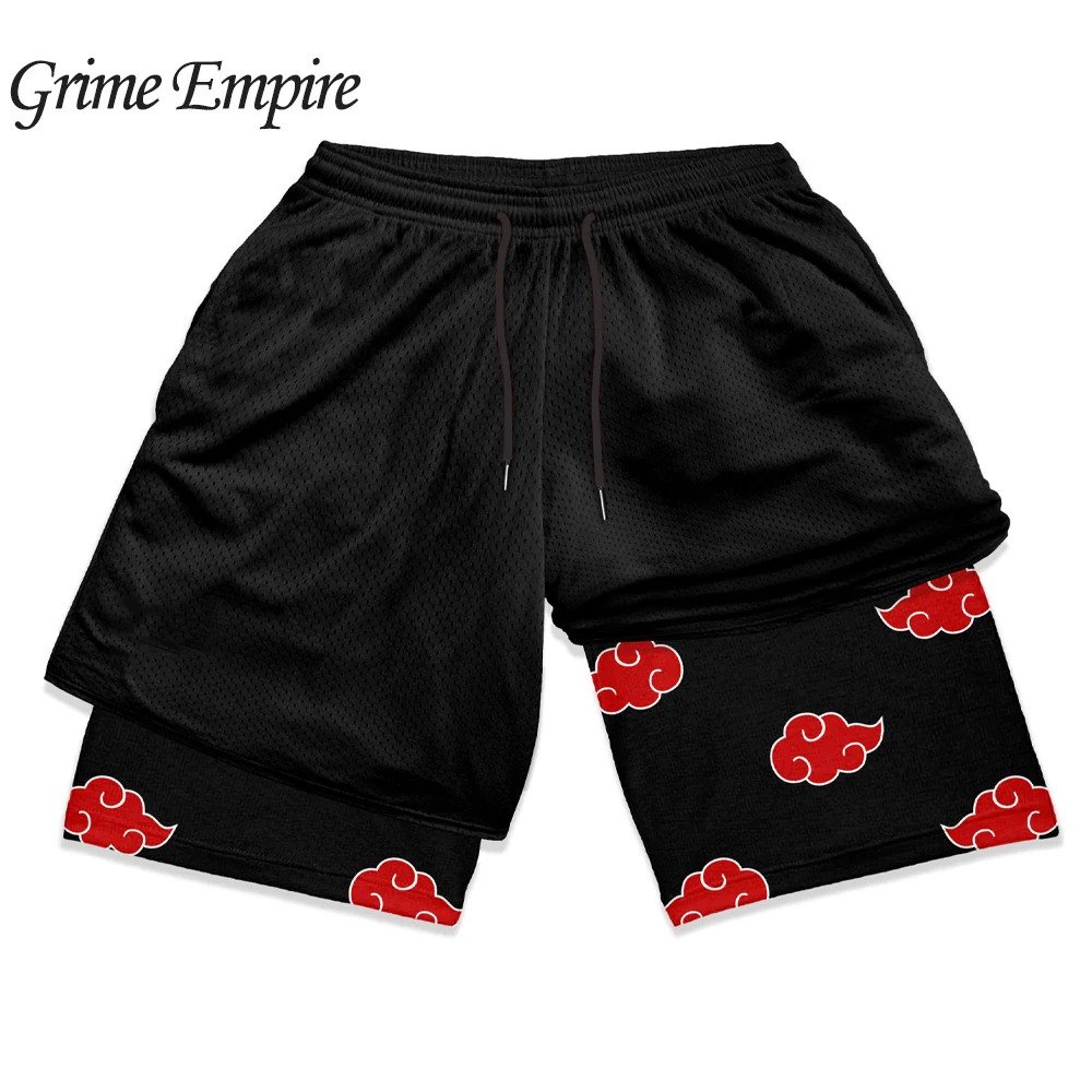 Anime Performance Shorts Men Women 2 In 1 Gym Shorts Manga 3D Print Mesh Quick Dry Sports Short Pants Summer Fitness Workout