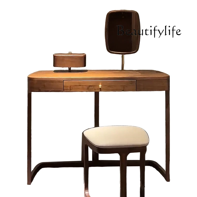 

Solid wood dresser retro simple makeup table medium antique light luxury minimalist makeup cabinet