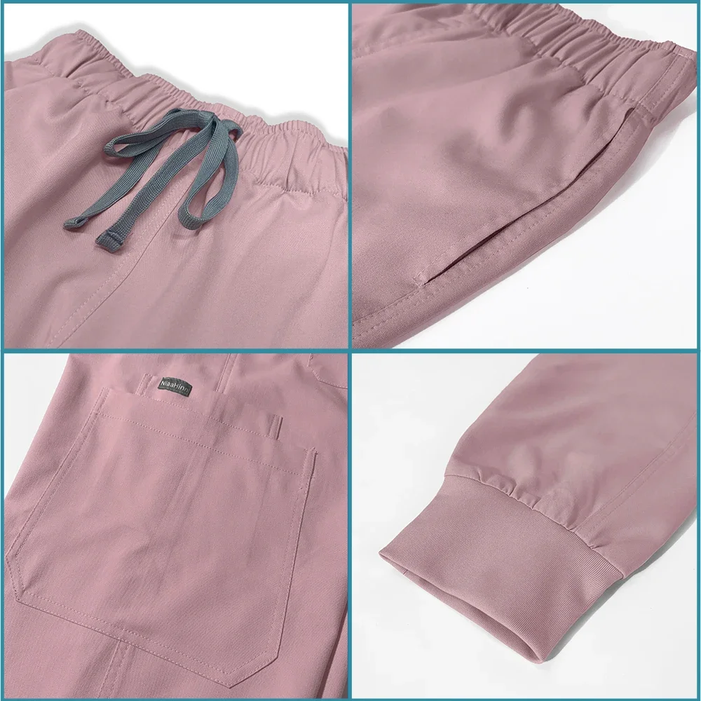 ممرضة زي عمل موحّد الطبيب فرك زي العمل الرجال تي شيرتات قصيرة الاكمام بلايز الدعك الطبية السراويل سبا مختبر الدعاوى اكسسوارات