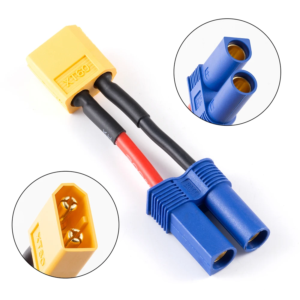 AXSPEED EC3/EC5 Female Male XT60/T-Plug Connector Plug Adapter TRX Rc Lipo Battery Connector for 1/10 RC Car  Accessories