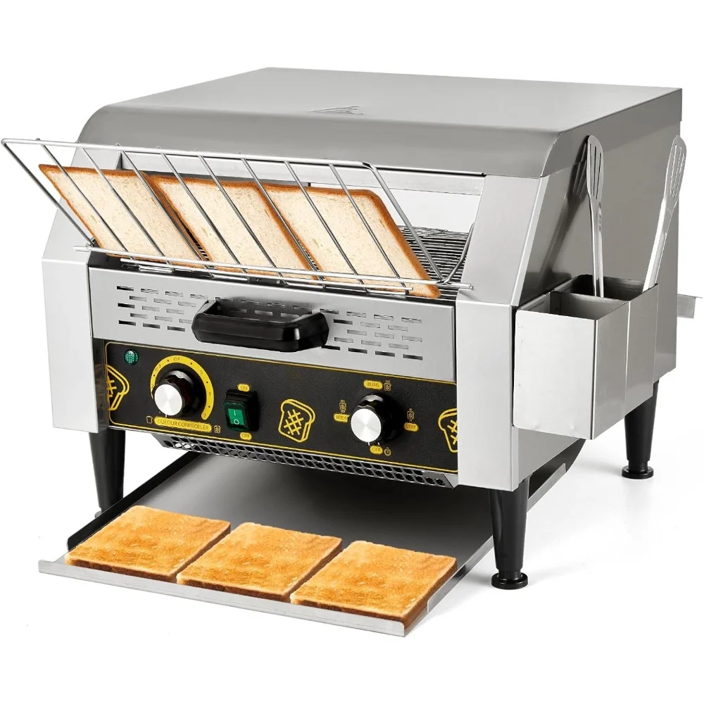 

Commercial Toaster 450 Slices/Hour Stainless Steel Restaurant Toaster Conveyor with Storage Boxes 2600W Heavy Toasters