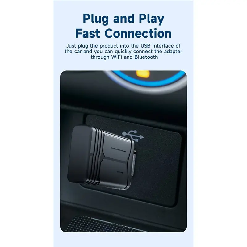 AEA7-2-In-1 Wired Carplay To Wireless Carplay Adapter 5.8Ghz For Auto Connect, Supports Online Music, Map Navigation