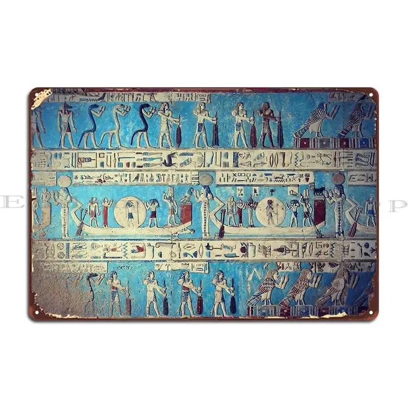 Egyptian Goddess And Gods Hieroglyphics Ancient Fresco Metal Plaque Custom Pub Bar Classic Wall Decor Tin Sign Poster