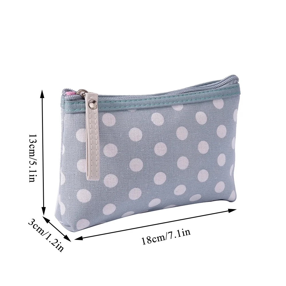 Polka Dot Kosmetiktaschen für Reisen, Make-up-Tasche, Segeltuch, kleine Geldbörse, tragbare Reißverschlusstasche für Frauen und Mädchen