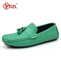 YRZL Loafers Men Handmade Leather Loafers Shoes Slip on Casual Driving Flats Comfortable Moccasins Big Size 48 Men Shoes