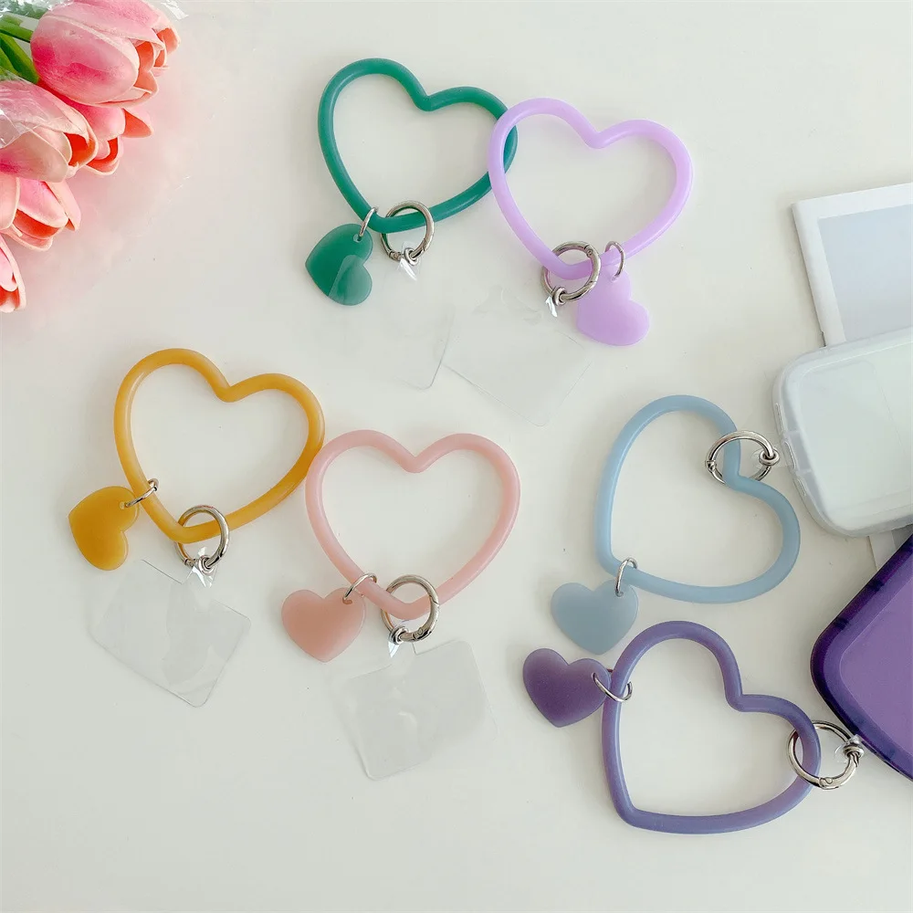 Cute Silicone Bracelet Keychain Heart Car Key Chain Kawaii Mobile Phone Lanyard Soft Anti-Lost Wrist Ornament Bag Pendant Gifts