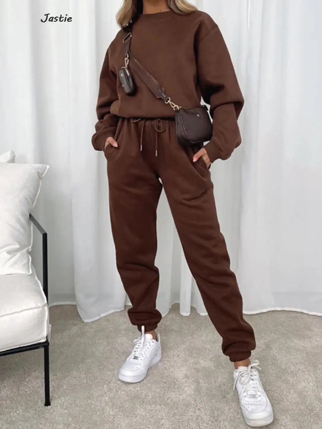 2023 New Solid Color Sweatershirt + Elastic Waist Trouser Two Piece Pant Sets Winter Autumn Casual Women Tracksuit Sports Oufits