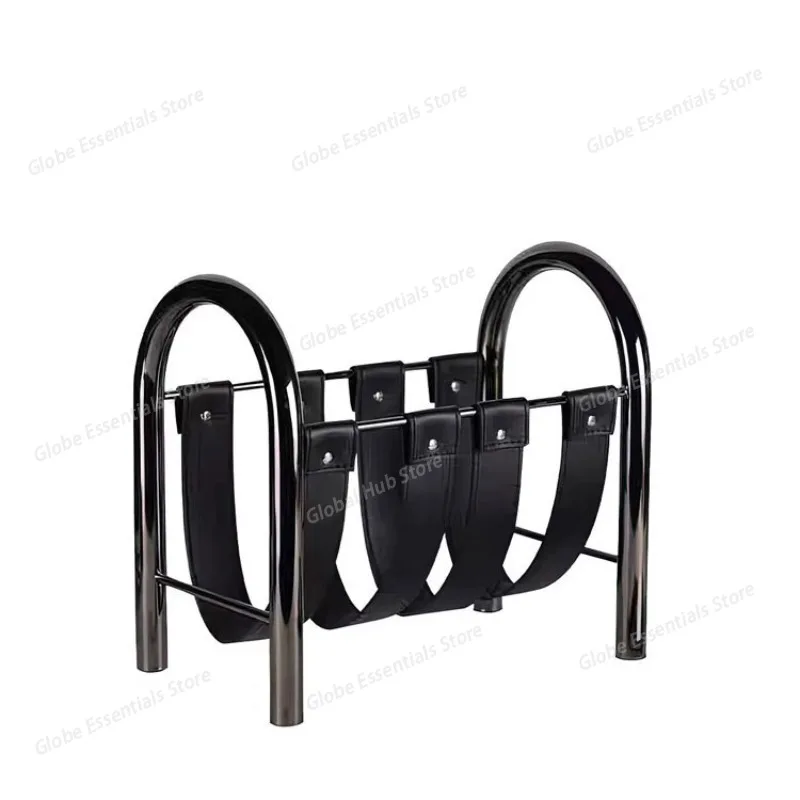 

Modern Metal Leather Magazine Rack Bookshelf Decor Luxury Leather Bookshelf Model with Magazine Rack Home Decoration Metal Magaz