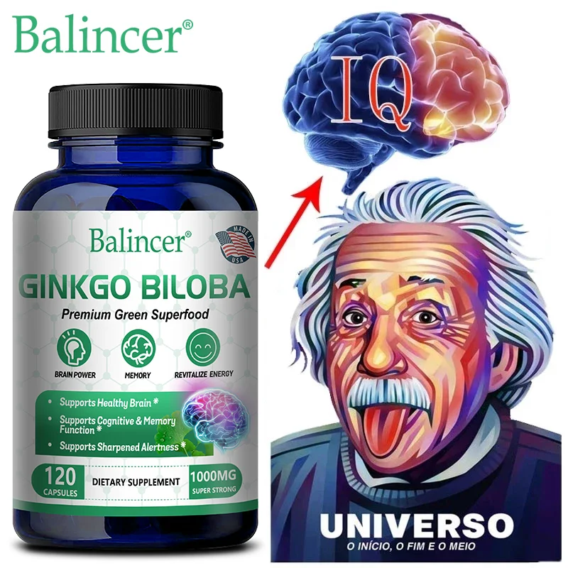 Balincer Memory and Concentration Supplement 1000mg - For Clear Thinking, Cognition - With Ginkgo Biloba Extract Capsules