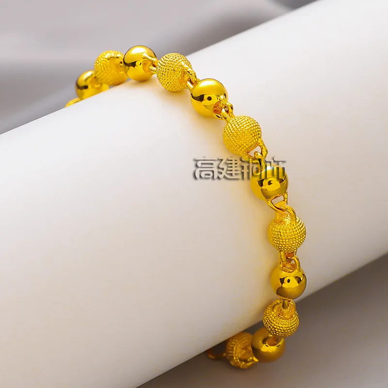 Gold bead dot bracelet 24k real gold versatile women's simple bracelet vacuum 999 bracelet