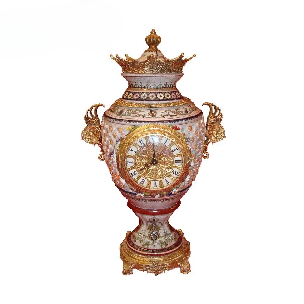 Trophy Shape Ceramic Decoration Vintage Clock Dignified Clocks Home Use Creative Luxury Exquisite High-end Villa French Clock