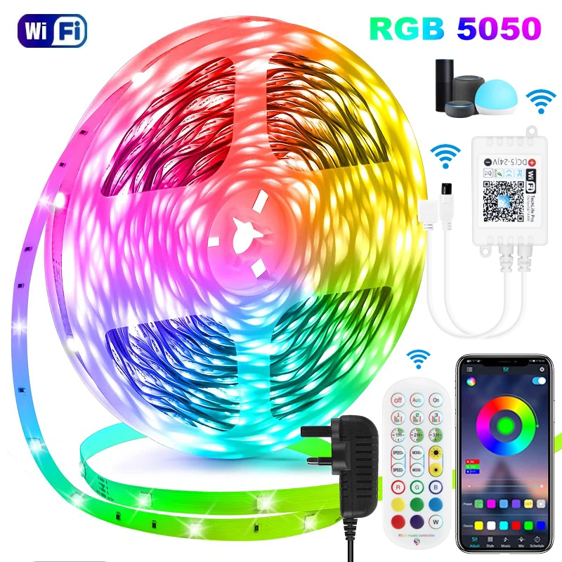 

Wifi Strip Rgb 5050 5M 10M 15M 50M Led 24V Room Light Tv Backlight Led Magic Home Bluetooth Controller Luces Led Lighting Bar