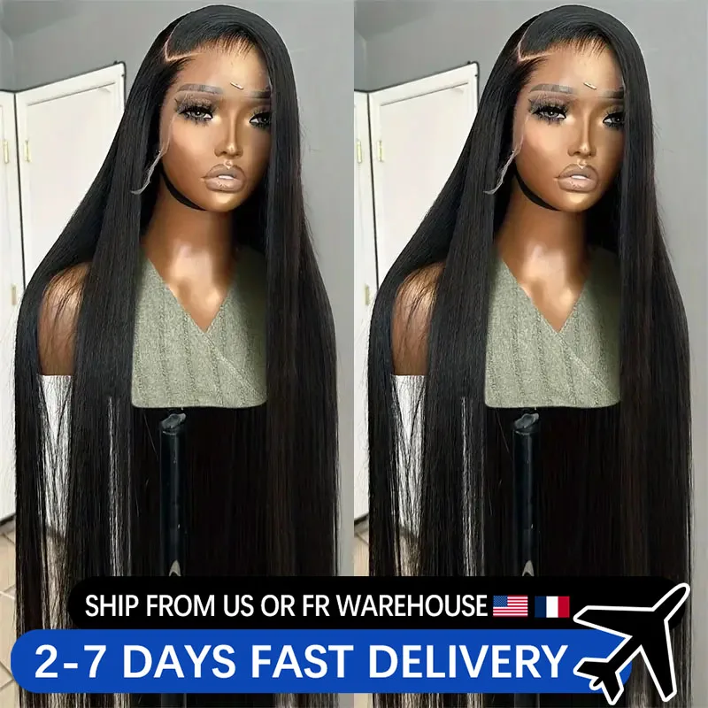 30 32 36 Inch 13x4 13x6 Lace Front Wigs Human Hair Pre Plucked 180% Density Straight Wig Transparent Human Hair Wig For Women