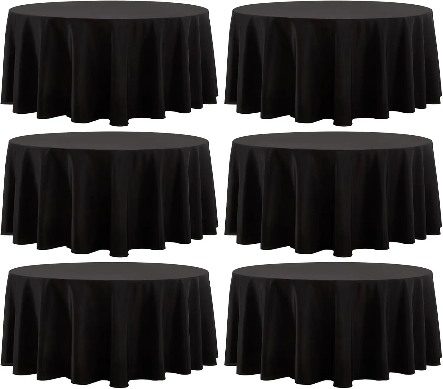 

Round Tablecloth 132 Inch 6 Pack Black Tablecloths Washable Decorative Linen Polyester Table Clothes Cover for Dining Table