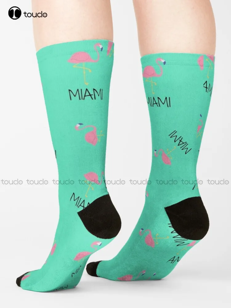 Miami (Flamingo) 80S Miami Vice Socks Mens Novelty Socks Street Skateboard Socks Harajuku 360° Digital Print Retro Colorful Art