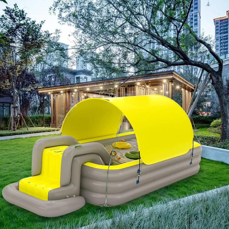 Piscine gonflable d'extérieur pour enfants avec auvent, piscine d'eau portable en PVC de qualité pour enfants, piscine d'été pour la famille