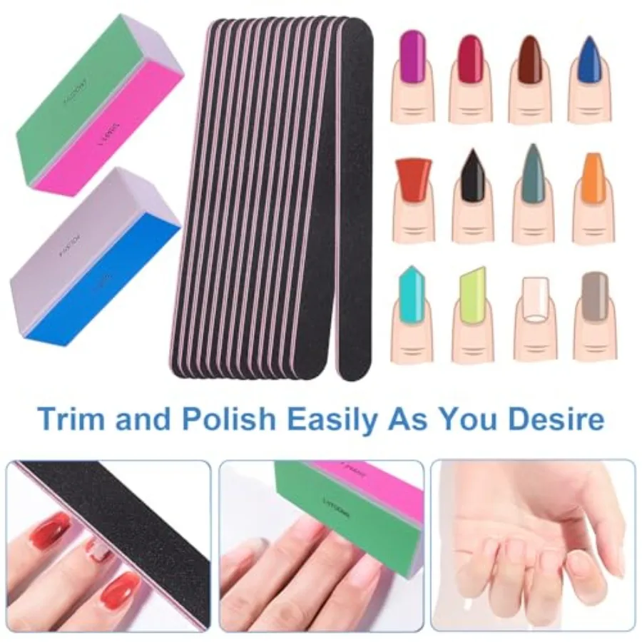 네일 파일 및 버퍼 세트 4방향 네일 버퍼 광택 키트 전문가용 네일 파일 천연 네일 매니큐어 파일링 폴리싱