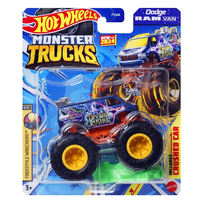 Original Hot Wheels Car Monster Trucks 1:64 Diecast Toys for Boys Bone Shaker Tiger Sharker Dodge Ram Van Humvee Birthday Gift