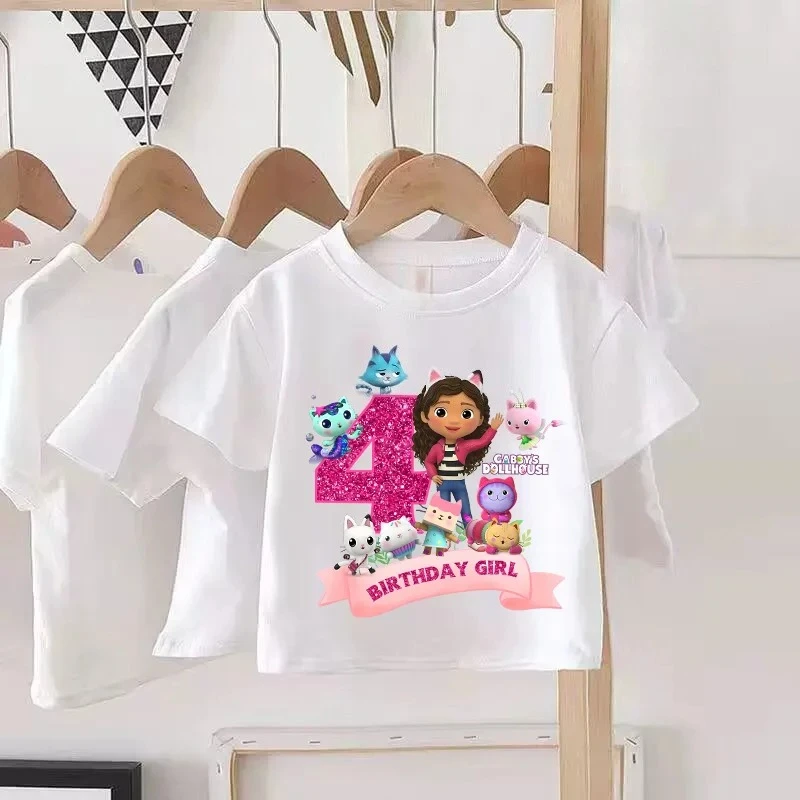 

Летний подарок на день рождения: модная хлопковая футболка с принтом цифр для девочек, повседневная детская футболка с коротким рукавом