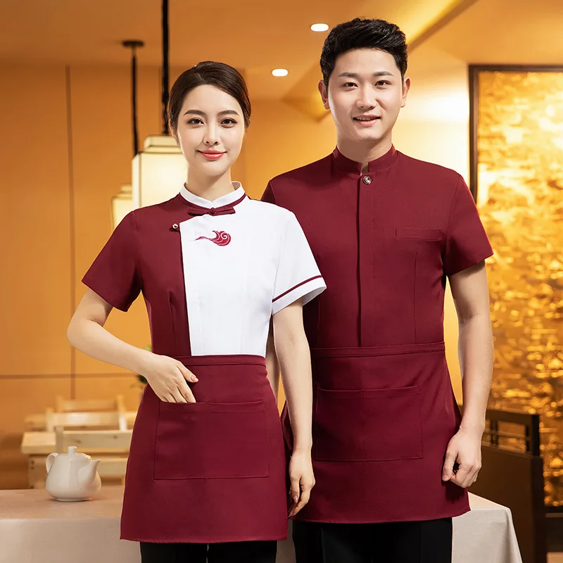 Waiter Workwear Short-Sleeved Summer Clothes Women's Chinese Restaurant Hotel Farmhouse Tea House Hot Pot Restaurant Staff Workw