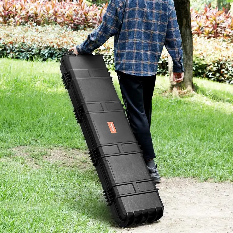 Waffenkoffer 138 cm, Hartschalenkoffer für Gewehre, 3-Schicht-Schaumstoffpolsterung, wasserdichter, abschließbarer PP-Koffer für Jagdgewehre, praktischer Transport mit Rollen für Karabiner