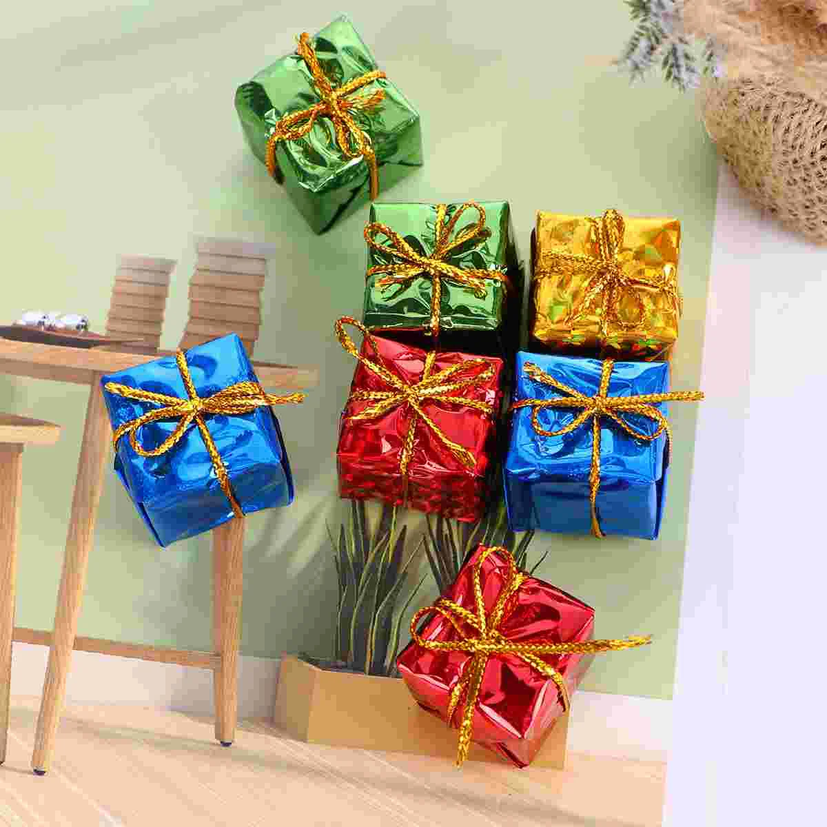 Miniature Foil Ornaments Wedding Decorations for Ceremony Christmas Gift Boxes Decorate Tree Festoon Lights Outdoor