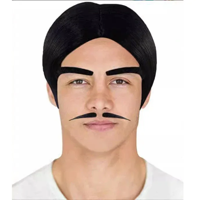 Gomez Addams Play The Role Головные уборы Campus Stage Perform Ролевая одежда Опора Аниме Роль Семья Аддамс Мужской свинцовый нарядный парик