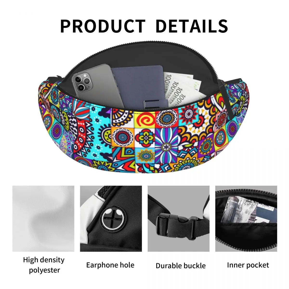 Afrikanische ethnische geometrische Blumenmuster Gürtel tasche für laufende Männer Frauen bunte Ankara Cross body Hüft tasche Telefon Geldbeutel