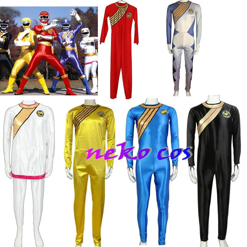 

nekocos Hyakujuu Sentai Gaoranger Косплей Костюм Gao Красный Синий Желтый Белый Черный Серебристый Боди Нестандартного Размера Хэллоуин