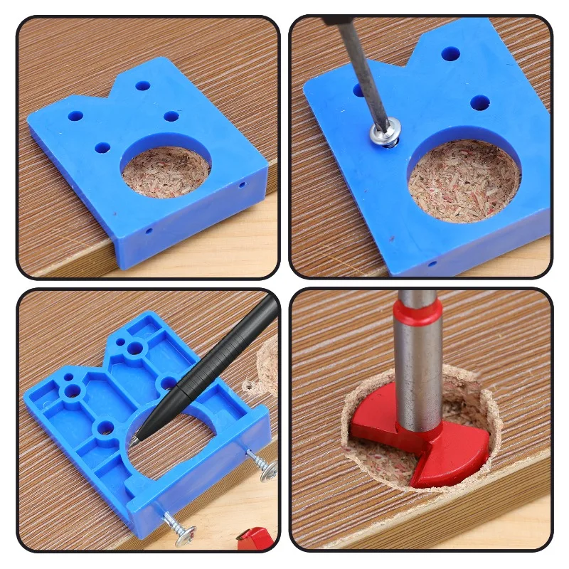 Hinge Installation Aid Tool Useful Portable ABS Carbon Steel Sturdy Depth Stable Drilling Cabinet Hinge Drilling Locator Tool