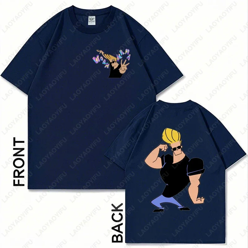 Johnny Bravo Fan Art Cotton Tshirt 90's cartoon Anime Graphic Streetwear Fashion New Style Clothing Men Women Cool Hipster Tees