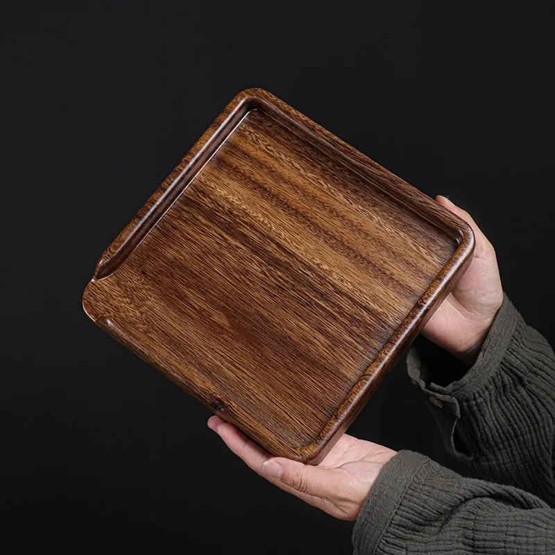 

Chinese Walnut Square Food Solid Wood Puer Tea Set Tray Home Breakfast Tray Cake Tray Flower Pot Bonsai Gardening Holder