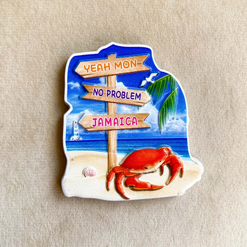 

Jamaican Fun Beach Crab Cultural and Creative Home Decor Sign 3D Magnetic Refrigerator Magnet Travel Souvenir