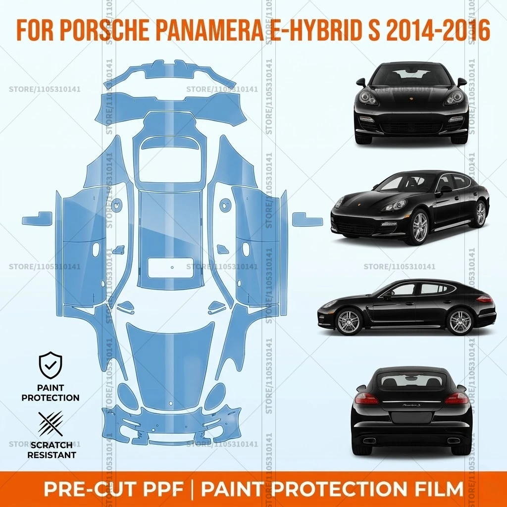 

Предварительно нарезанная прозрачная защитная пленка PPF для бампера автомобиля, пленка для защиты кузова Porsche Panamera E-Hybrid S 2014-2016